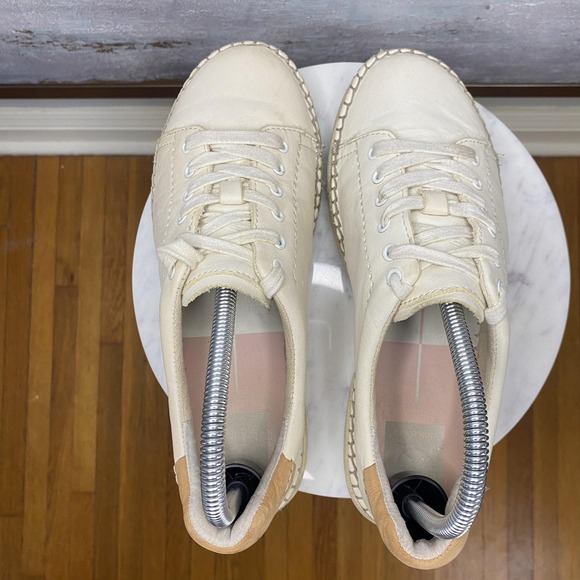 Dolce Vita Shoes Womens Size 7 Beige Leather Espadrille Lace Up Casual Sneakers - Picture 7 of 11